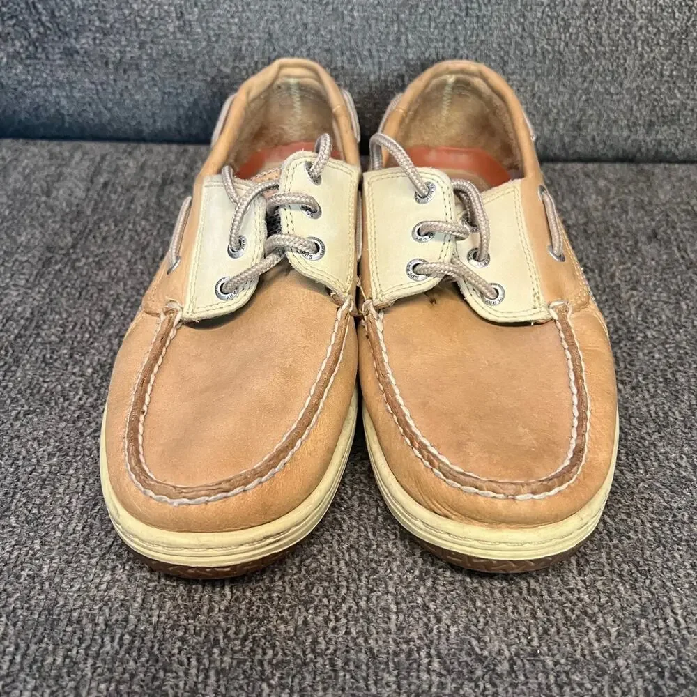 Sperry Top Sider Billfish Boat Shoes Mens 8.5 Tan Beige Leather Air Mesh Rugged